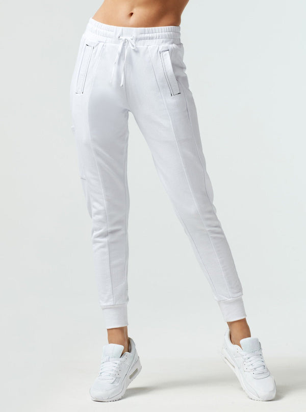 blanc noir Yolo Contrast Stitch Jogger - White White