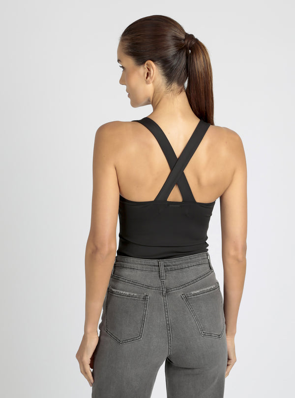 Blanc Noir Zip Front Bodysuit Black