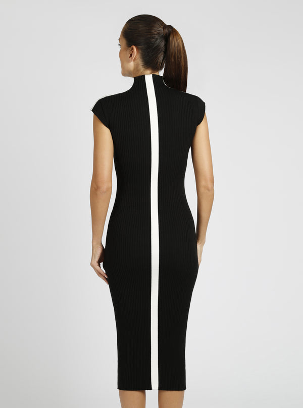 blanc noir Brianna Mock Neck Dress Black / Optic White