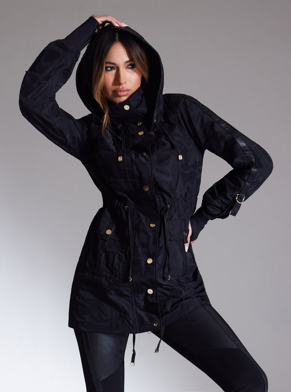 Blanc Noir Camo Anorak Gold Collection - Black / Lt Gold Trims Black-Gold