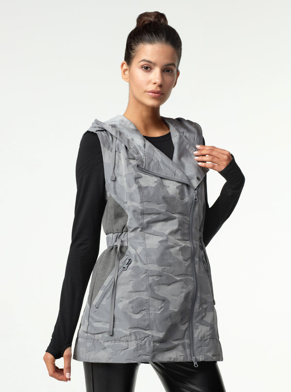 Blanc Noir Camo Elongated Vest FINAL SALE Sharkskin Camo