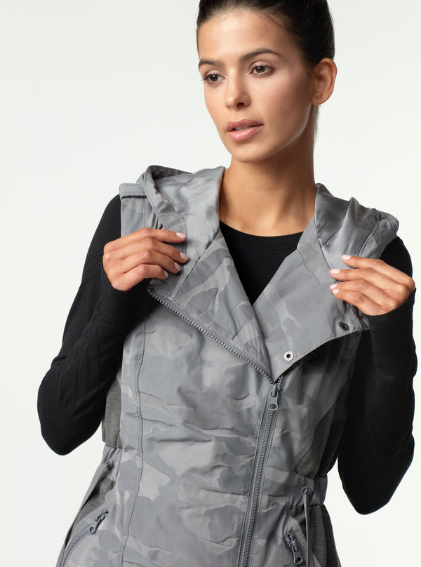 Blanc Noir Camo Elongated Vest FINAL SALE Sharkskin Camo