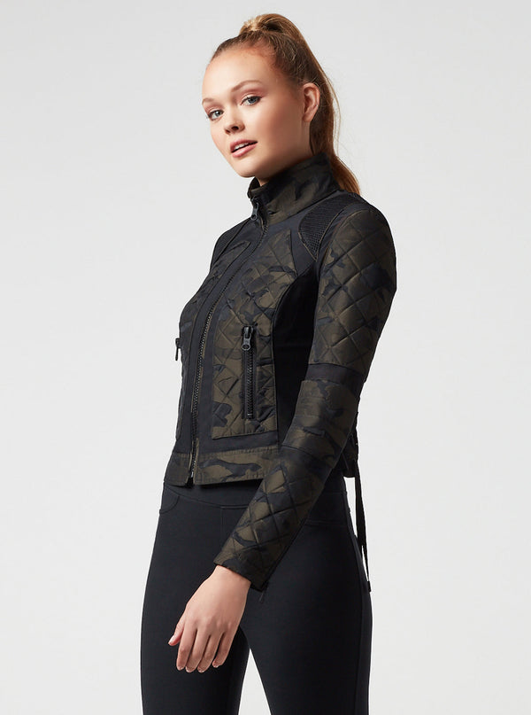 Blanc Noir CAMO MESH MOTO JACKET - FINAL SALE OLIVE CAMO