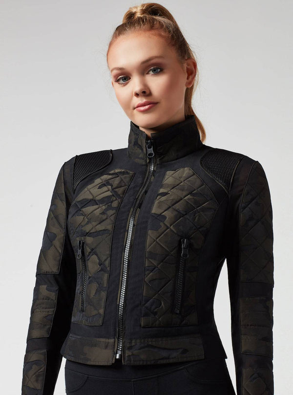 Blanc Noir CAMO MESH MOTO JACKET - FINAL SALE OLIVE CAMO