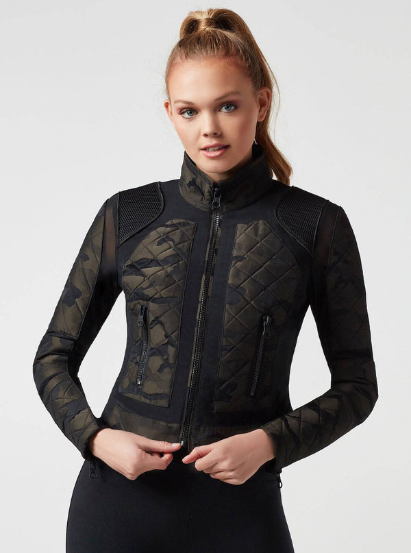 blanc noir CAMO MESH MOTO JACKET - FINAL SALE OLIVE CAMO