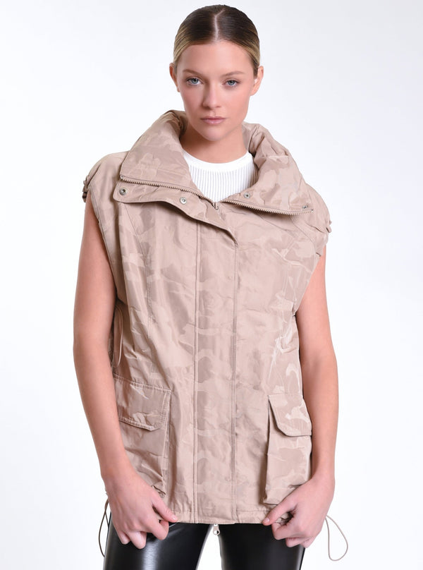 Blanc Noir Camo Oversize Svetlana Vest - FINAL SALE Warm Taupe Camo