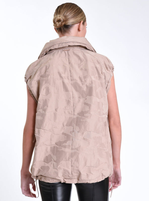 Blanc Noir Camo Oversize Svetlana Vest - FINAL SALE Warm Taupe Camo