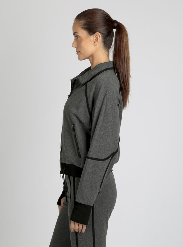 Blanc Noir Casey Jacket Final Sale Dark Charcoal Heather/Black