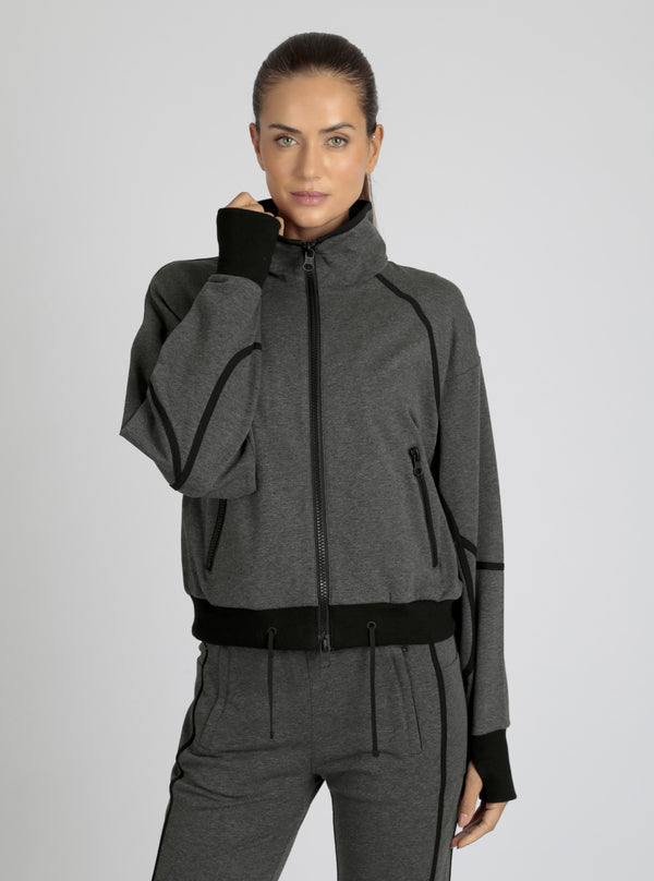 blanc noir Casey Jacket final sale Dark Charcoal Heather/Black