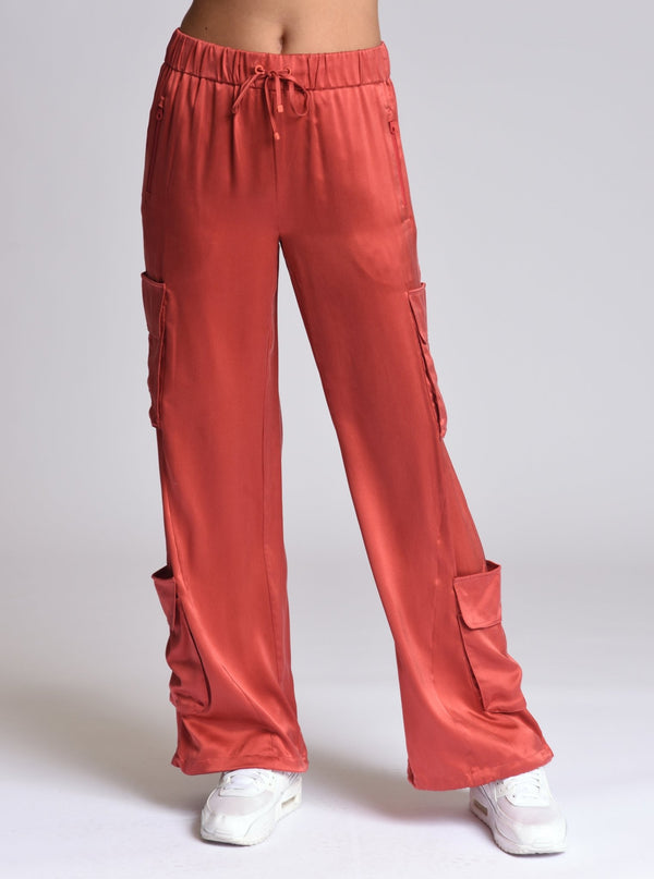 blanc noir Chelsea Silk Wide Leg Cargo Pant Vapor Grey