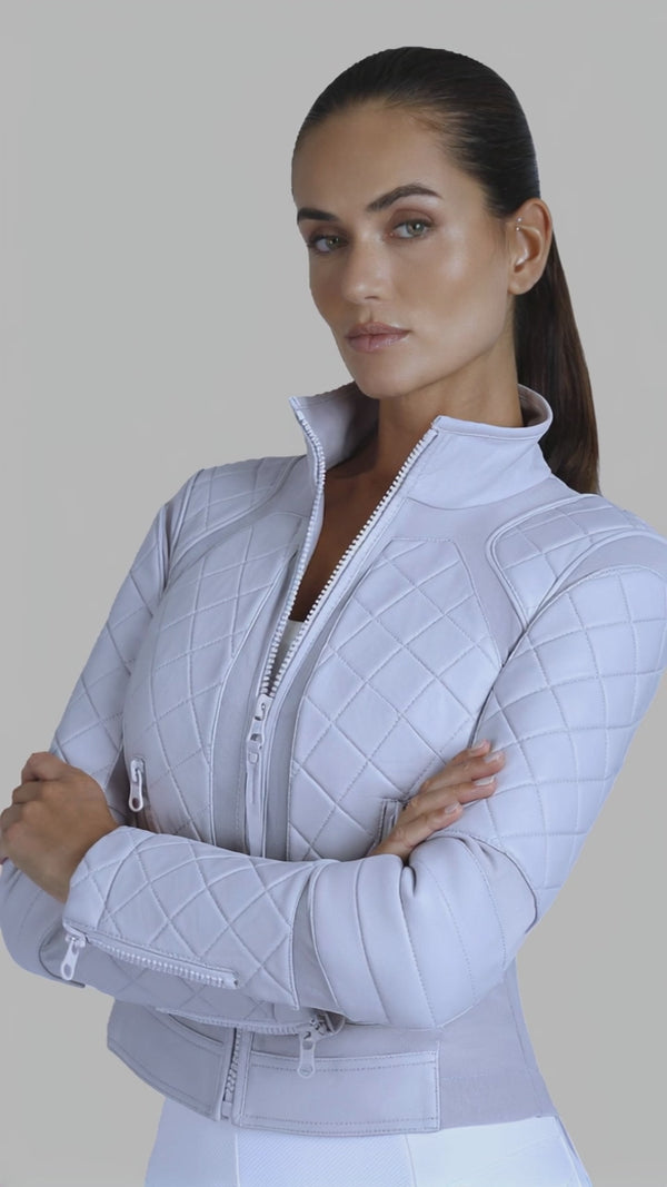 Blanc Noir Classic Leather Mesh Moto Jacket - Colors Orchid Tint / Lavender Milk