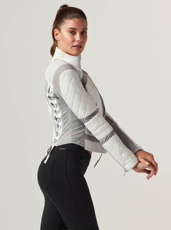 Blanc Noir Classic Leather Mesh Moto - White / Gray White Combo