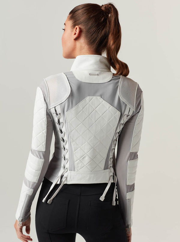 Blanc Noir Classic Leather Mesh Moto - White / Gray White Combo