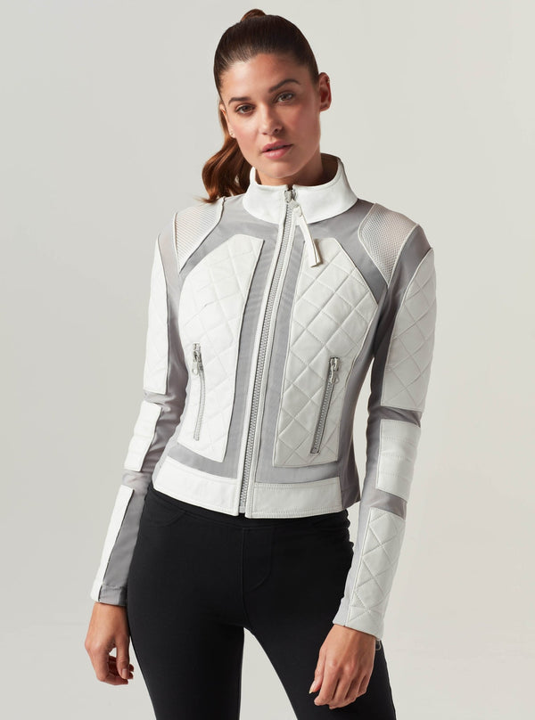 blanc noir Classic Leather Mesh Moto - White / Gray White Combo