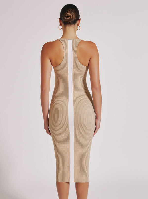 Blanc Noir COLOR BLOCK DRESS FINAL SALE Irish Cream/Wht Alyssum