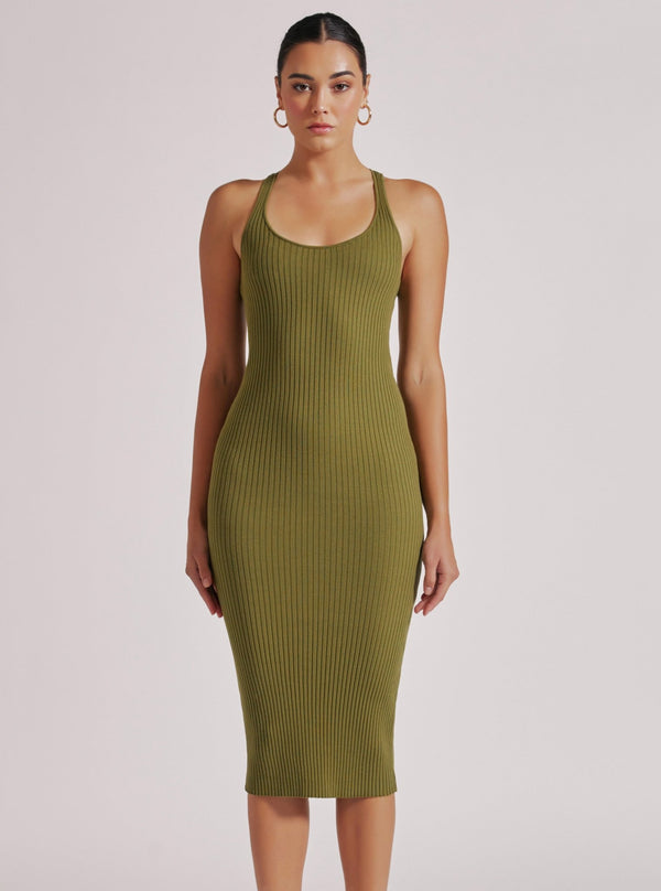 Blanc Noir COLOR BLOCK DRESS FINAL SALE Olive Drab/Daiquiri Grn