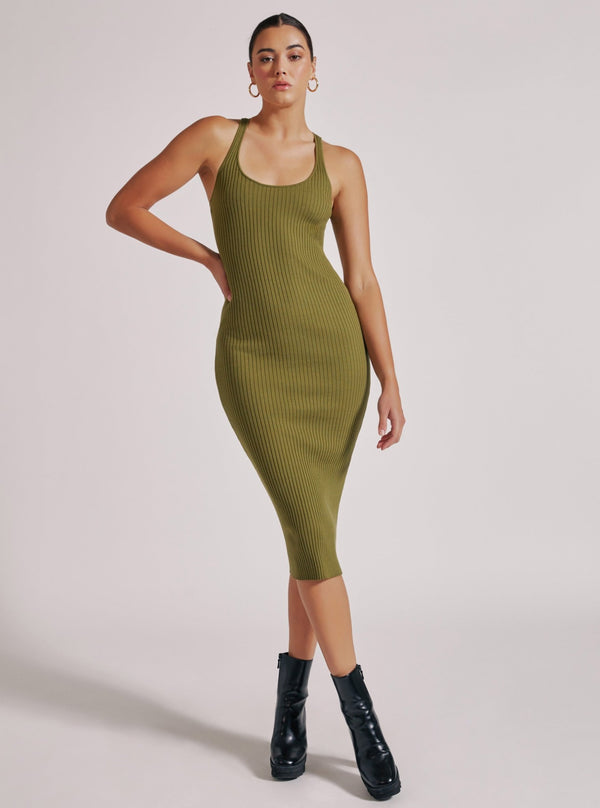Blanc Noir COLOR BLOCK DRESS FINAL SALE Olive Drab/Daiquiri Grn