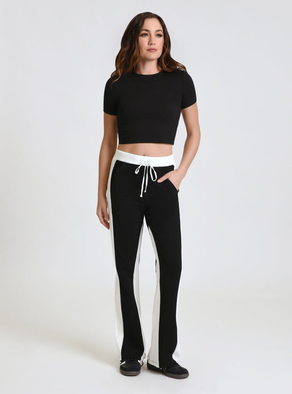 Blanc Noir Color Blocked Wide Leg Pant Black/White Alyssum