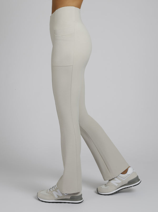 Blanc Noir Directional Rib Bootcut Gold Trims Pumice Stone