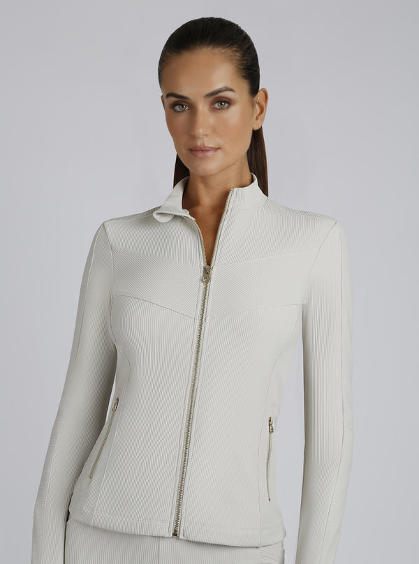 blanc noir Directional Rib Jacket Gold Trims Pumice Stone