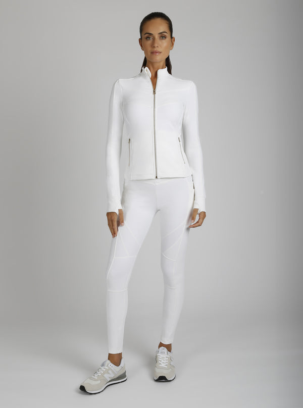 Blanc Noir Directional Rib Jacket Gold Trims Pumice Stone