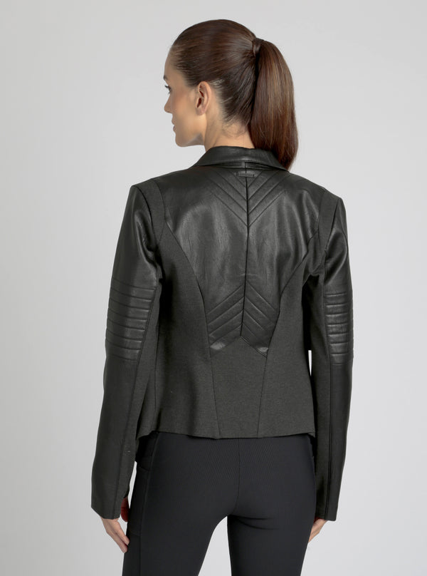 Blanc Noir Drape Front Jacket Heather Dark Charcoal