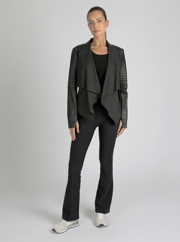 Blanc Noir Drape Front Jacket Heather Dark Charcoal