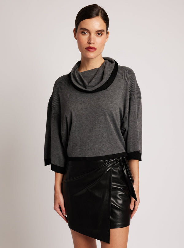 Blanc Noir Emma Faux Leather Wrap Skirt - FINAL SALE Black