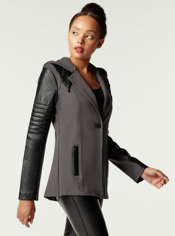 Blanc Noir Hooded Blazer - Turbulence (Grey) FINAL SALE Turbulence