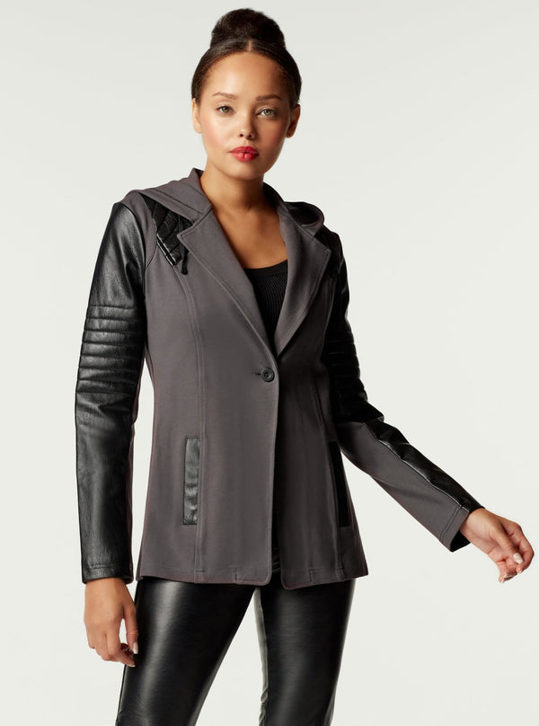 blanc noir Hooded Blazer - Turbulence (Grey) FINAL SALE Turbulence