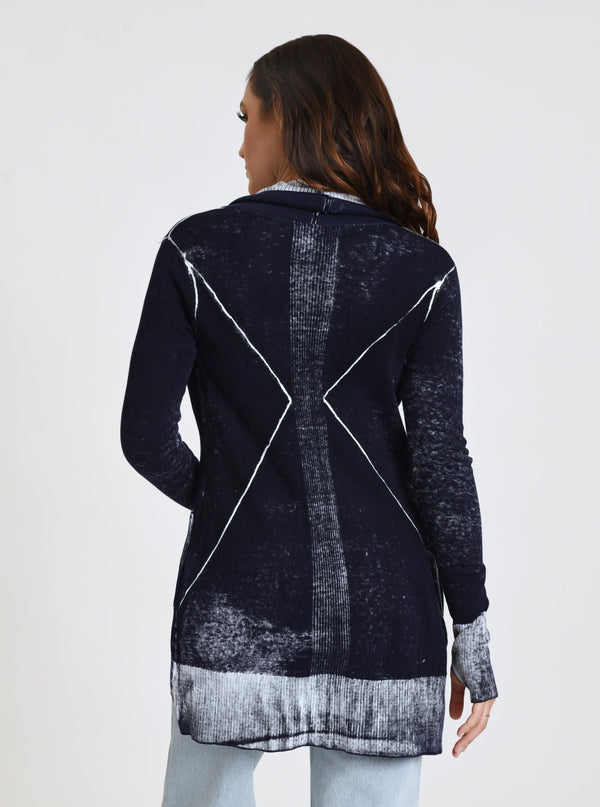 Blanc Noir Huntress Drape Front Cardigan - FINAL SALE Naval Blue