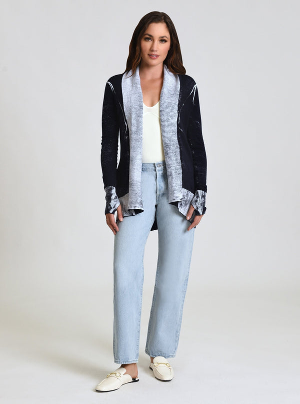 Blanc Noir Huntress Drape Front Cardigan - FINAL SALE Naval Blue