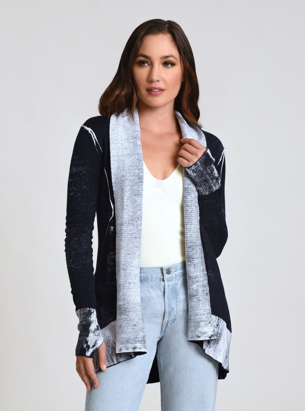 Blanc Noir Huntress Drape Front Cardigan - FINAL SALE Naval Blue