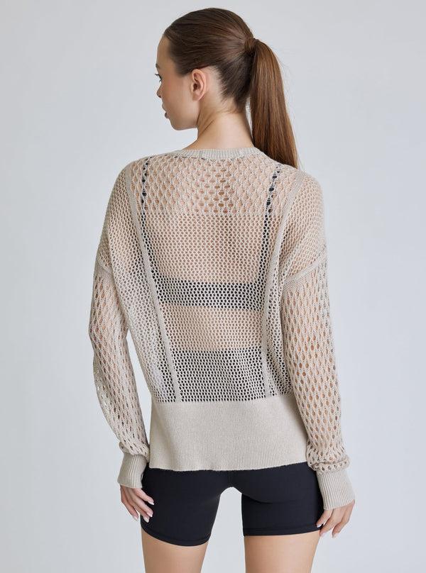 Blanc Noir LACE UP SWEATSHIRT - FINAL SALE PUMICE STONE