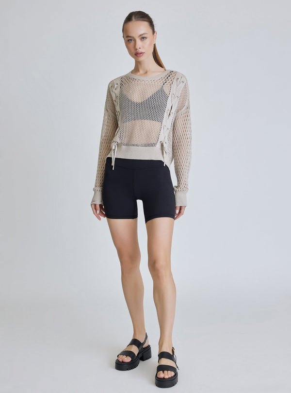 blanc noir LACE UP SWEATSHIRT - FINAL SALE PUMICE STONE