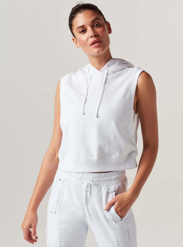 Blanc Noir Linear Mesh Hoodie - White - Final Sale White