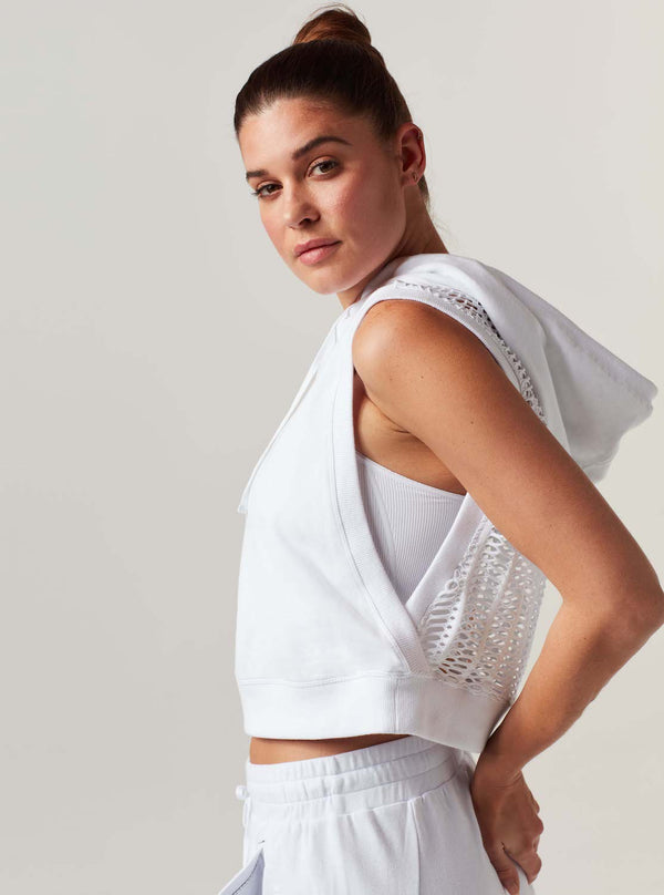 Blanc Noir Linear Mesh Hoodie - White - Final Sale White