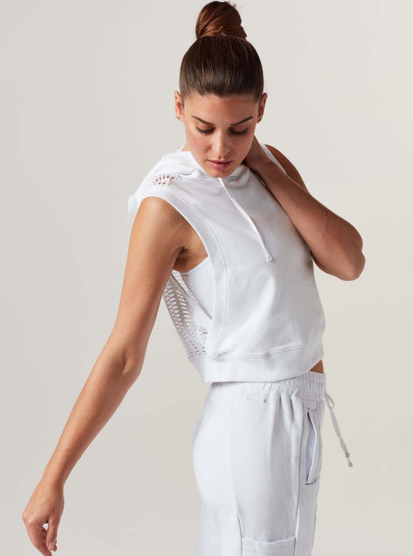 Blanc Noir Linear Mesh Hoodie - White - Final Sale White