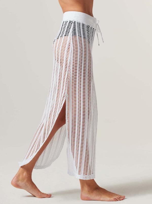Blanc Noir Linear Mesh Skirt - White FINAL SALE White
