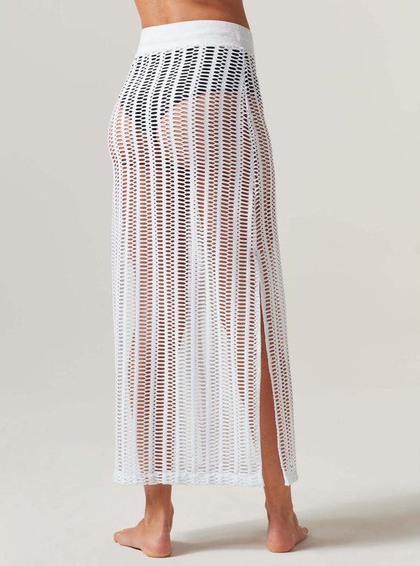 Blanc Noir Linear Mesh Skirt - White FINAL SALE White