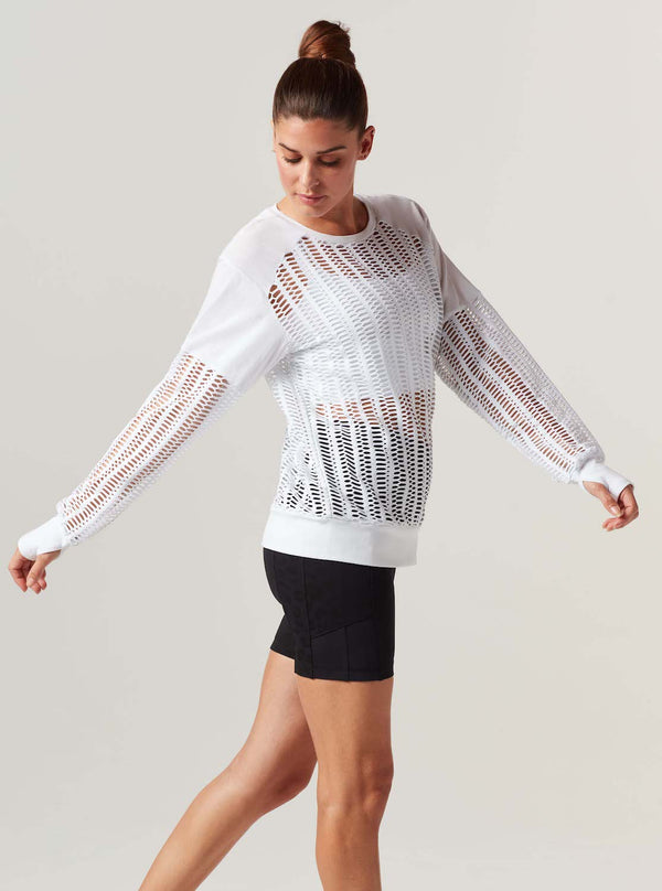 Blanc Noir Linear Mesh Sweatshirt - White FINAL SALE White