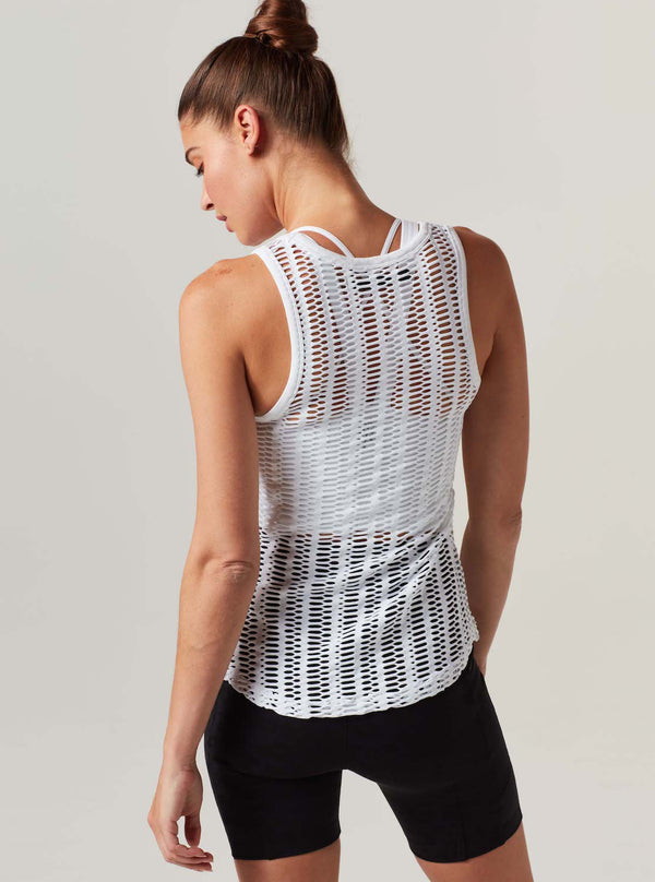 Blanc Noir Linear Mesh Tank Top White - FINAL SALE White