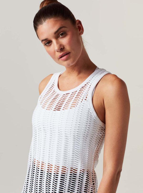 Blanc Noir Linear Mesh Tank Top White - FINAL SALE White