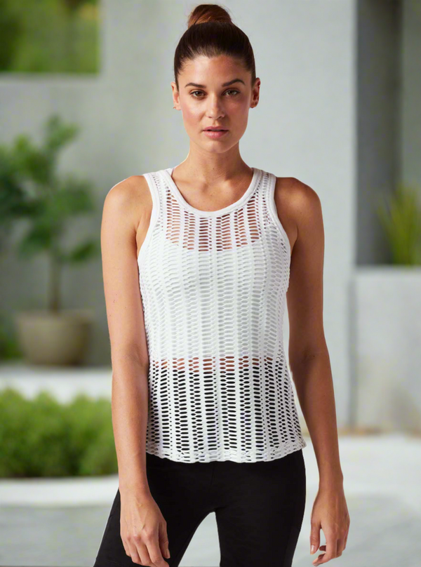 blanc noir Linear Mesh Tank Top White - FINAL SALE White