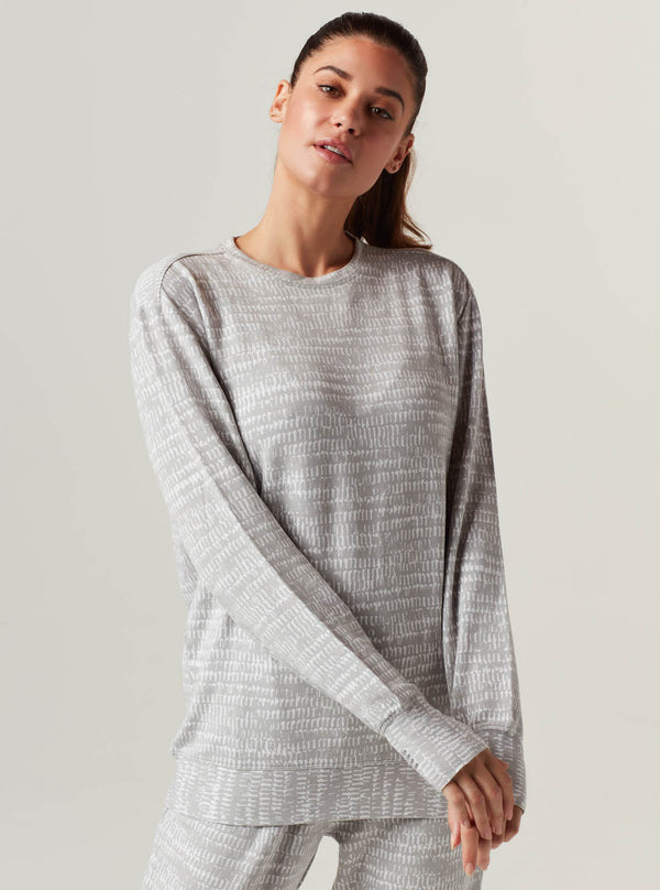 Blanc Noir Luxe Fleece Sweatshirt - Light Gray Emilia Print