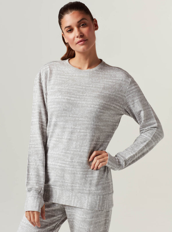 Blanc Noir Luxe Fleece Sweatshirt - Light Gray Emilia Print