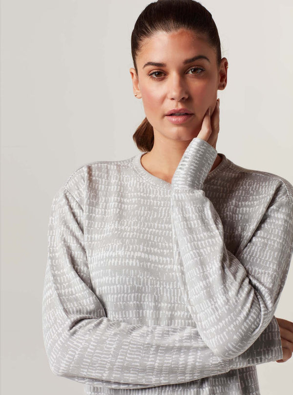 Blanc Noir Luxe Fleece Sweatshirt - Light Gray Emilia Print