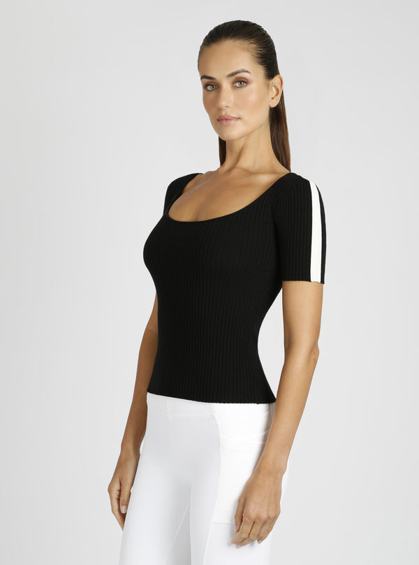Blanc Noir Mackenna Scoop Neck Sweater Alloy / Optic White