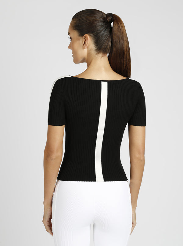 Blanc Noir Mackenna Scoop Neck Sweater Alloy / Optic White