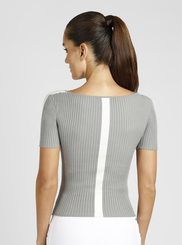 blanc noir Mackenna Scoop Neck Sweater Alloy / Optic White